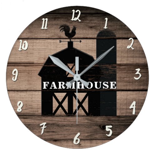 Rustic Weathered Wood Black Barn Country Farmhouse Large Clock