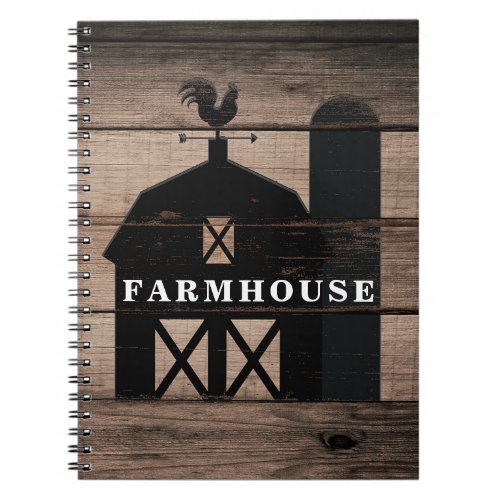 Rustic Weathered Wood Black Barn Country Farmhouse Notebook