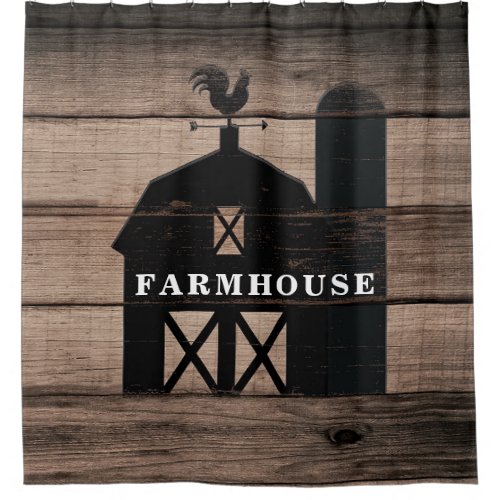 Rustic Weathered Wood Black Barn Country Farmhouse Shower Curtain