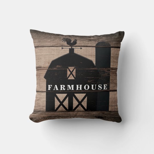 Rustic Weathered Wood Black Barn Country Farmhouse Throw Pillow ...