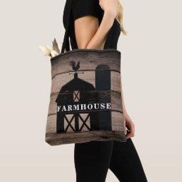 Rustic Weathered Wood Black Barn Country Farmhouse Tote Bag