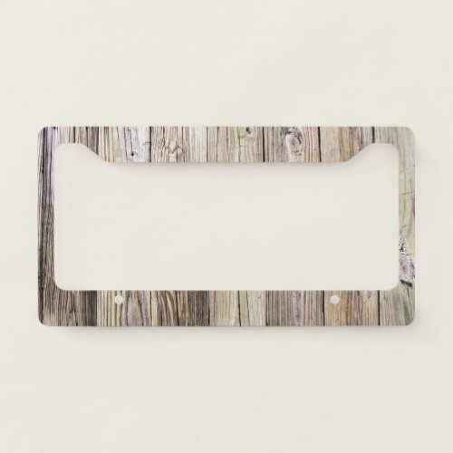 Rustic Weathered Wood Boards with Natural Grain License Plate Frame