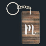 Rustic Weathered Wood Brown Barn Country Chic Keychain<br><div class="desc">Customize with any text if desired.</div>