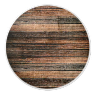 Rustic Weathered Wood Brown Barn Country Farmhouse Ceramic Knob