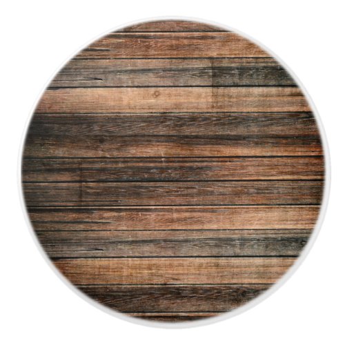 Rustic Weathered Wood Brown Barn Country Farmhouse Ceramic Knob