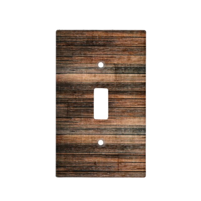 Rustic Weathered Wood Brown Barn Country Farmhouse Light Switch Cover (Front)