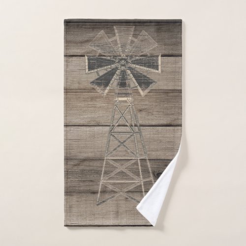 Rustic Weathered Wood Country Wind Mill Bath Towel Set