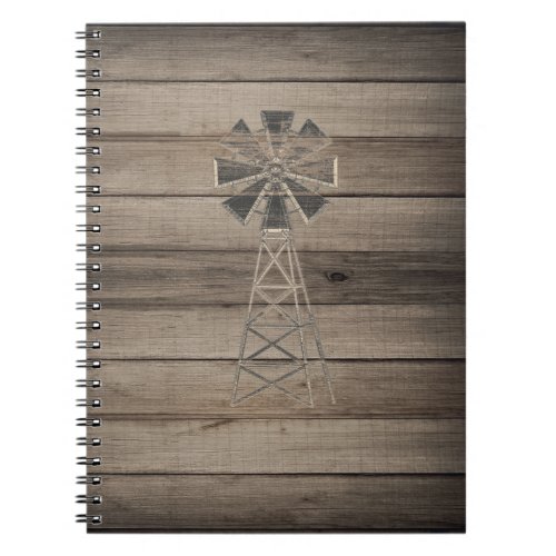 Rustic Weathered Wood Country Wind Mill Notebook
