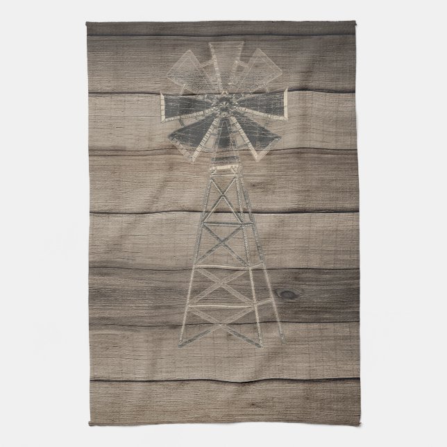 Rustic Weathered Wood Country Wind Mill Towel (Vertical)