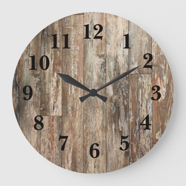 Rustic Weathered Wood Decor Large Clock (Front)