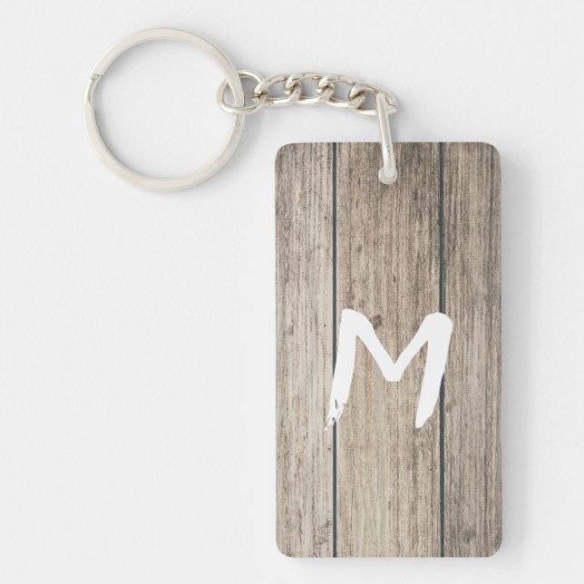 Rustic Weathered Wood Farmhouse Barn Country Keychain (Front)