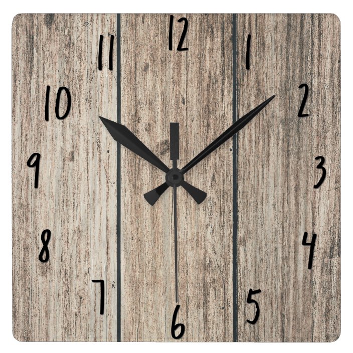 Rustic Weathered Wood Farmhouse Barn Country Square Wall Clock | Zazzle.com