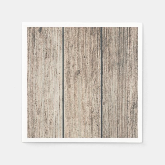 Rustic Weathered Wood Farmhouse Barn Wedding Napkins (Front)