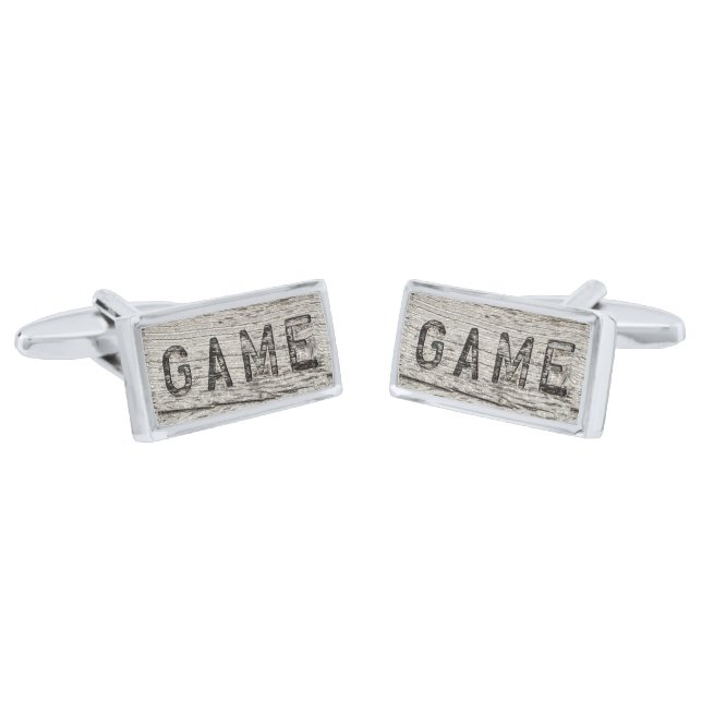 Rustic Weathered Wood Game  Cufflinks (Angled)