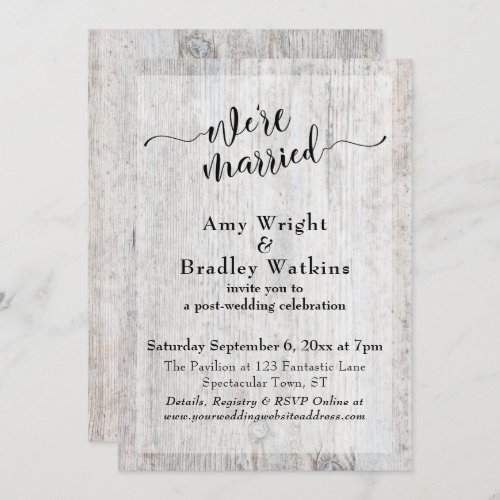 Rustic Weathered Wood Post Wedding Celebration Invitation