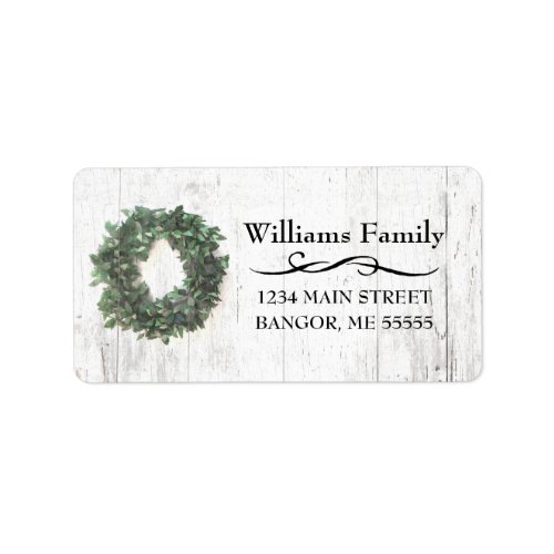 Rustic Weathered Wood Wreath Return Address Label