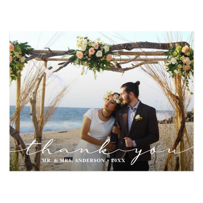 Rustic Wedding 2 Photo Thank You Postcard