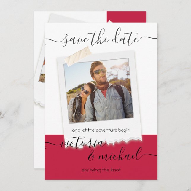 Rustic Wedding Adventure Photo Save the date Invitation (Front/Back)