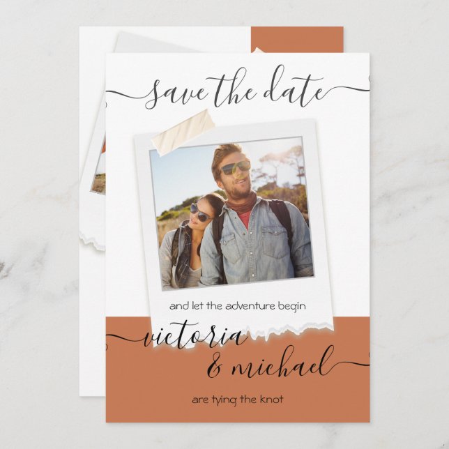 Rustic Wedding Adventure Photo Save the date Invitation (Front/Back)