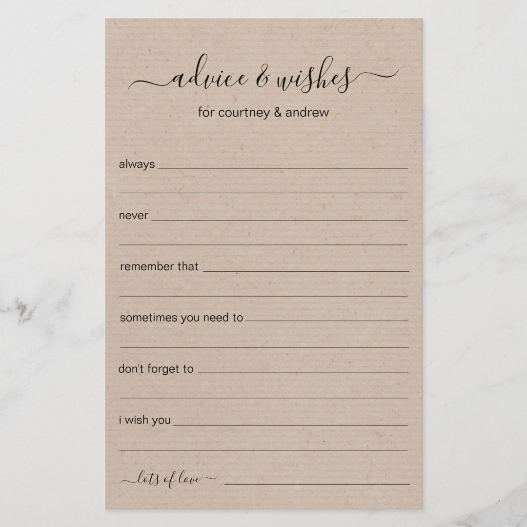 Rustic Wedding Advice and Wishes | Zazzle