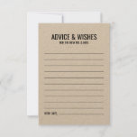 Rustic Wedding Advice and Wishes Card<br><div class="desc">Add a personal touch to your wedding with a rustic kraft paper wedding advice and wishes card.
This advice card features title and details in black bold sans serif font style on kraft paper.

Perfect for wedding,  baby shower,  birthday party,  bachelorette party and any special occasions.</div>