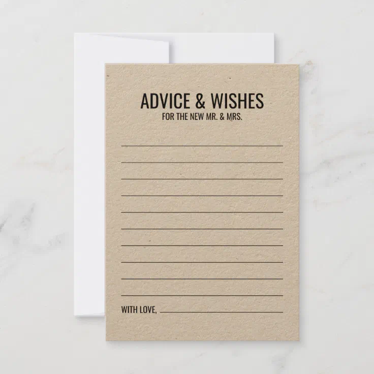 Rustic Wedding Advice And Wishes Card Zazzle