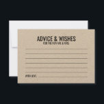 Rustic Wedding Advice and Wishes Card<br><div class="desc">Add a personal touch to your wedding with a rustic kraft paper wedding advice and wishes card.
This advice card features title and details in black bold sans serif font style on kraft paper.

Perfect for wedding,  baby shower,  birthday party,  bachelorette party and any special occasions.</div>
