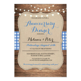 Rustic Wedding Anniversary Blue Party Invitation