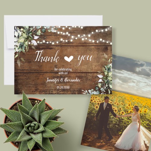 Rustic Wedding Backyard  Thank You Card