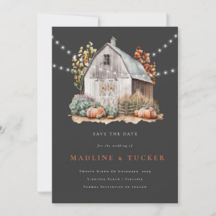 Rustic Wedding Barn String Lights Save the Date Invitation
