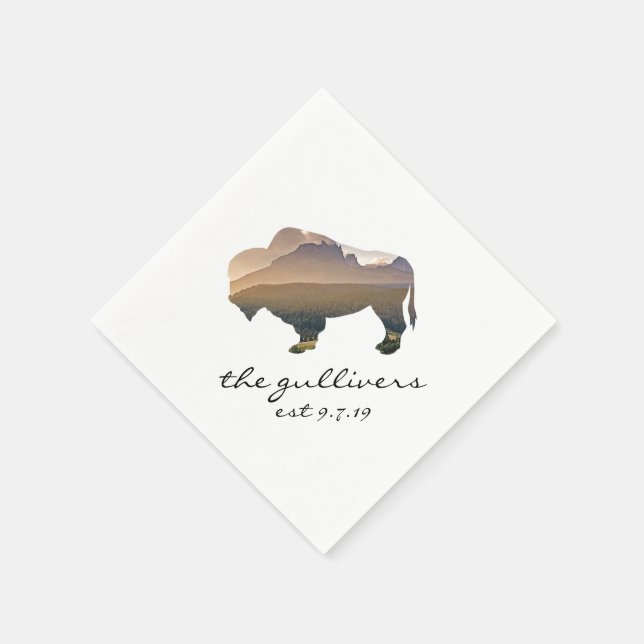 Rustic Wedding Bison Paper Napkins (Corner)