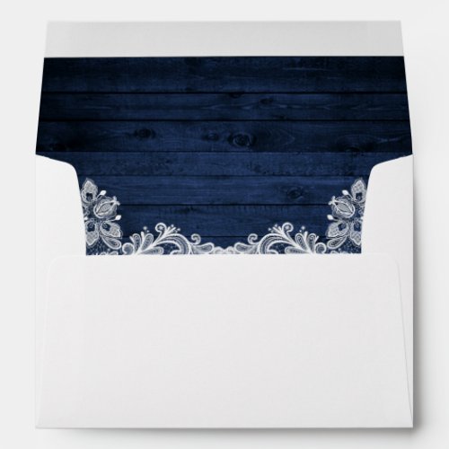 Rustic Wedding Blue Wood and Lace Envelope