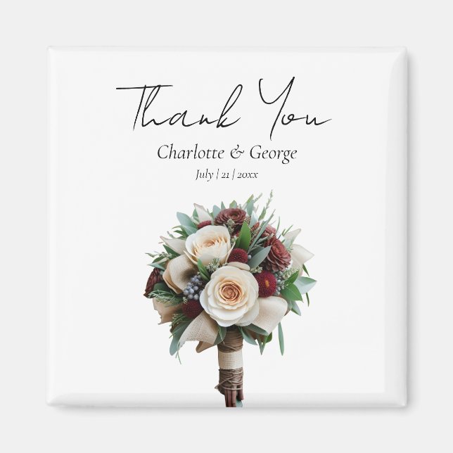 Rustic Wedding Bouquet Flower Wedding Favors Magnet (Front)