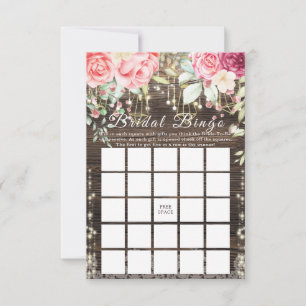 Rustic Wedding Bridal Bingo