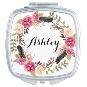 Rustic Wedding Bridesmaid Gift Boho Wedding Party Compact Mirror
