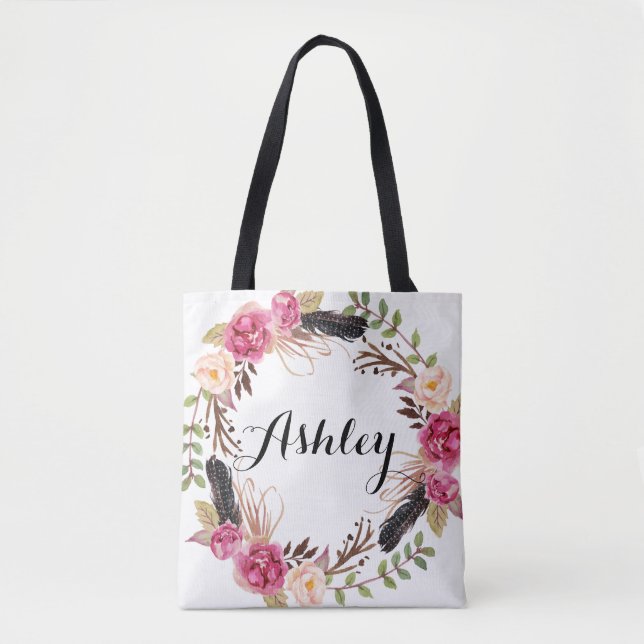 Rustic Wedding Bridesmaid Gift Boho Wedding Party  Tote Bag (Front)