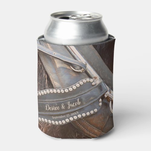 Rustic Wedding Brown Country Western Horse Can Cooler