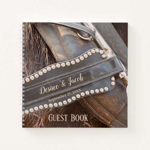 Rustic Wedding Brown Country Western Horse Guest Notebook