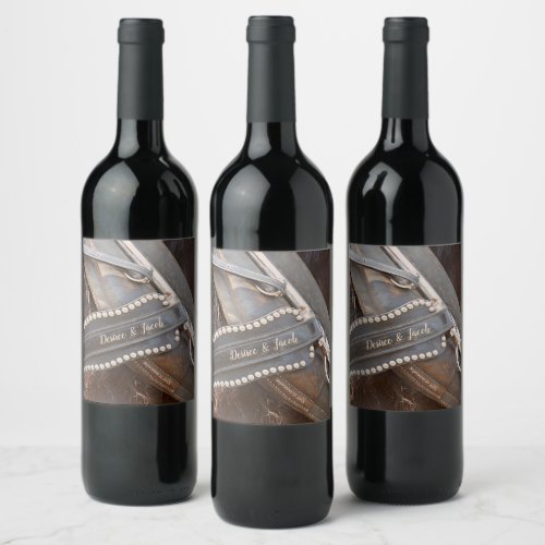 Rustic Wedding Brown Country Western Horse Wine La Wine Label