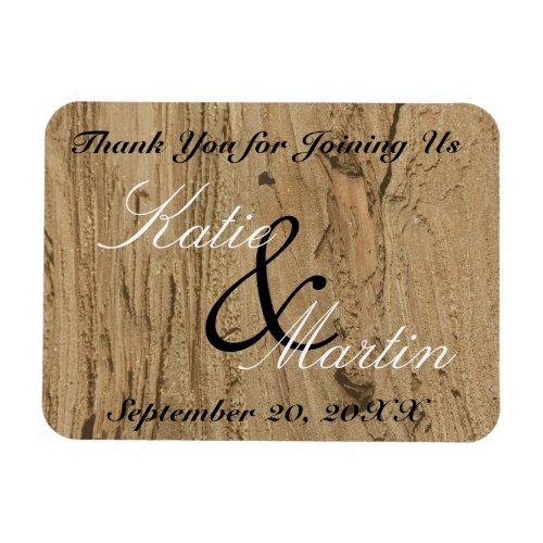 Rustic Wedding Brown Woodgrain Photo Thank You Magnet