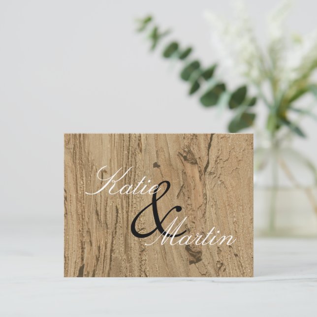 Rustic Wedding Brown Woodgrain Photo Thank You Postcard (Standing Front)