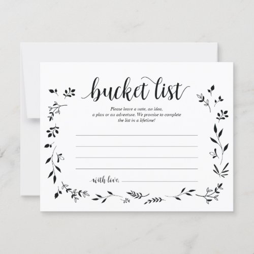 Rustic Wedding bucket list Card Advice Card