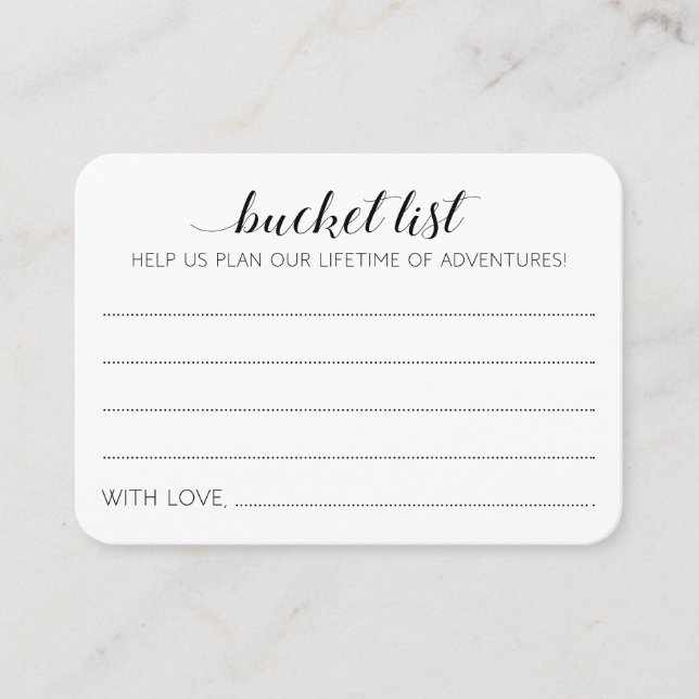 Rustic Wedding Bucket List Ideas Advice Cards (Front)