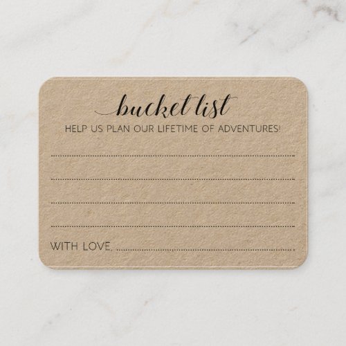 Rustic Wedding Bucket List Ideas Advice Cards