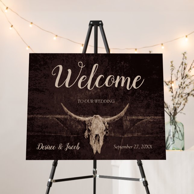 Rustic Wedding Bull Skull Country Western Texture Foam Board (In Situ (Stand))