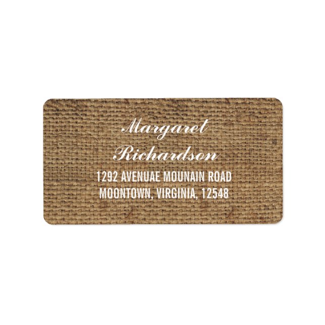 rustic wedding burlap address labels (Front)