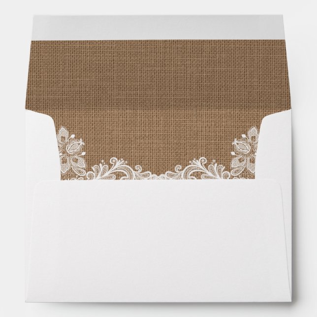 Rustic Wedding Burlap and Lace Envelope (Back (Bottom))