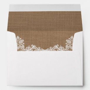 Rustic Wedding Burlap and Lace Envelope