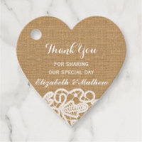 Rustic  Wedding  Burlap Lace Thank You Favor Tags