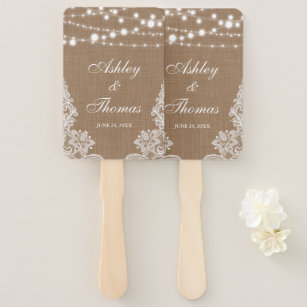 burlap wedding fans